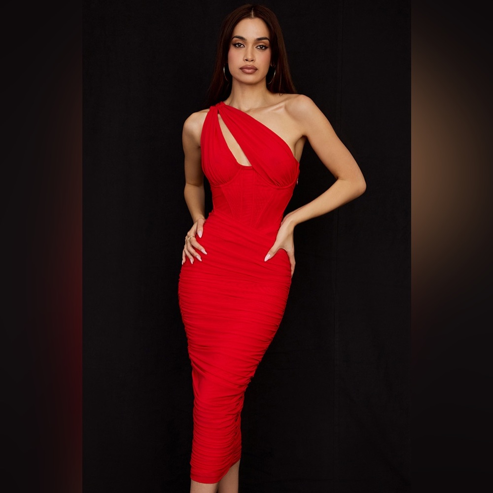 House of CB Red One-Shoulder Dress - Picture 2 of 8